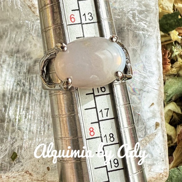 Gray moonstone silver Victorian gem ring - Picture 1 of 5